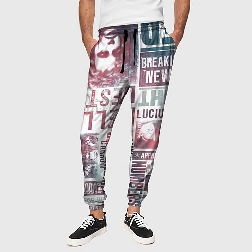 Мужские брюки Паттерн газеты - Гарри Поттер Сириус Блэк и Люциус / 3D-принт – фото 3