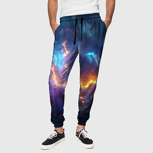 Мужские брюки Космическая молния текстура / 3D-принт – фото 3