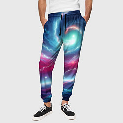 Брюки на резинке мужские Spiral neon galaxy - ai art fantasy, цвет: 3D-принт — фото 2
