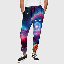 Брюки на резинке мужские Неоновая галактическая спираль - нейроарт, цвет: 3D-принт — фото 2