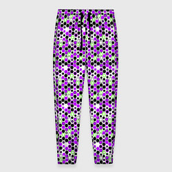 Брюки на резинке мужские Киберпанк шестиугольники фиолетовые, цвет: 3D-принт