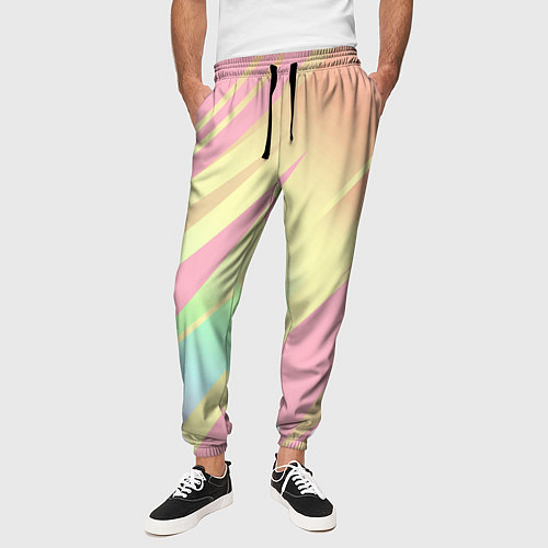 Мужские брюки Нежный розовый абстрактный / 3D-принт – фото 3