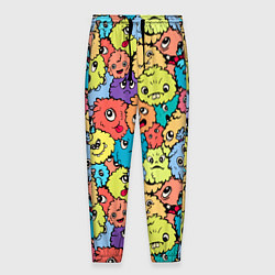 Брюки на резинке мужские Милые монстрики пришельцы, цвет: 3D-принт