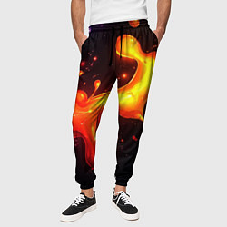 Брюки на резинке мужские Радужные кляксы на черном фоне, цвет: 3D-принт — фото 2