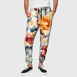 Брюки на резинке мужские Паттерн с переплетением цветов, цвет: 3D-принт — фото 2