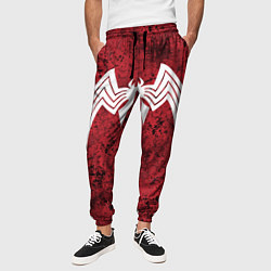Брюки на резинке мужские Знак венома на красном, цвет: 3D-принт — фото 2
