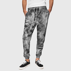 Брюки на резинке мужские Серый тай дай - абстракция, цвет: 3D-принт — фото 2