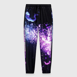 Брюки на резинке мужские Фиолетово-синяя абстрактная волна, цвет: 3D-принт