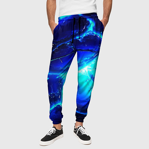 Мужские брюки Синие плиты лед / 3D-принт – фото 3