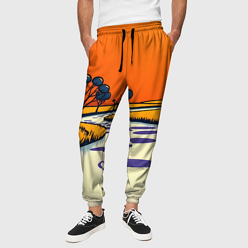 Мужские брюки Арт с фантастическим пейзажем / 3D-принт – фото 3