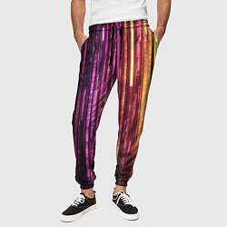 Брюки на резинке мужские Неоновый и переливающийся киберпанк узор, цвет: 3D-принт — фото 2