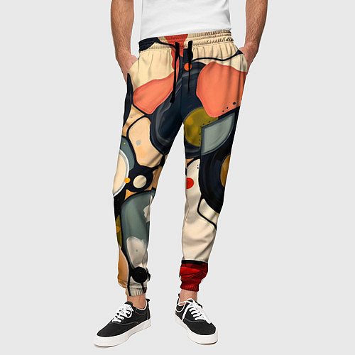 Мужские брюки Абстракция с кругами и краской / 3D-принт – фото 3