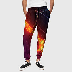 Брюки на резинке мужские Сине-оранжевые молнии текстура, цвет: 3D-принт — фото 2