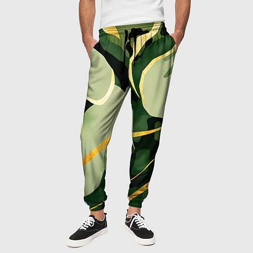 Мужские брюки Зеленый природный паттерн / 3D-принт – фото 3