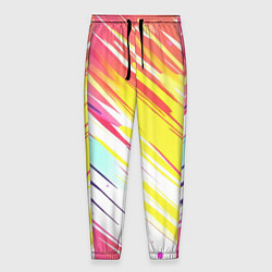 Брюки на резинке мужские Брызги краски на белом фоне, цвет: 3D-принт