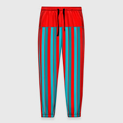 Мужские брюки Красно синий комбинированный узор с полосами