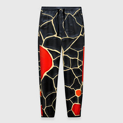 Мужские брюки Красная абстракция на черном лаке