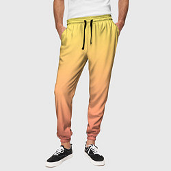 Брюки на резинке мужские Градиент нежный жёлто-розовый, цвет: 3D-принт — фото 2