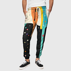 Брюки на резинке мужские Разноцветные капли текстура, цвет: 3D-принт — фото 2