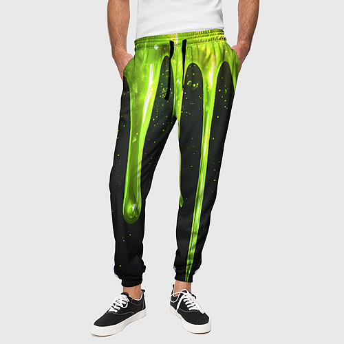 Мужские брюки Слизь зеленая текстура / 3D-принт – фото 3