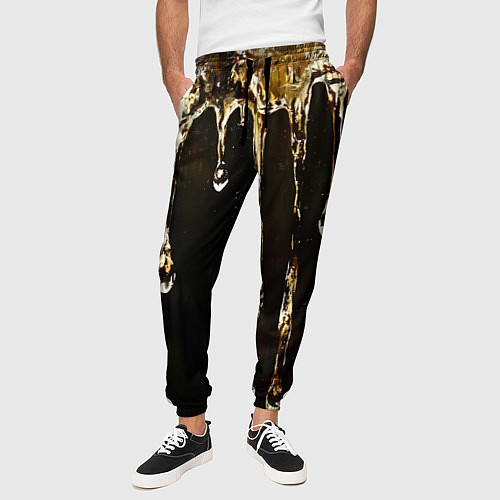 Мужские брюки Мед на коричневой текстуре / 3D-принт – фото 3