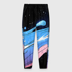 Брюки на резинке мужские Синяя волна на черном - текстура, цвет: 3D-принт