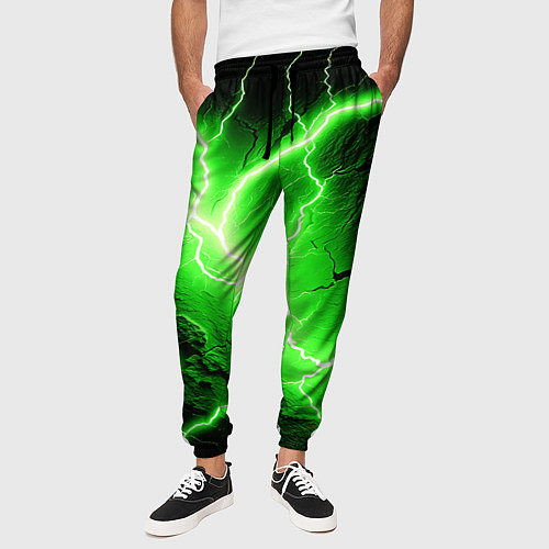 Мужские брюки Color green black / 3D-принт – фото 3