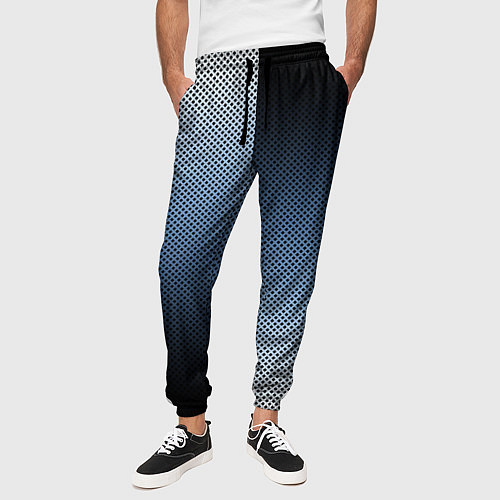 Мужские брюки Чёрно-синий текстурированный градиент пополам / 3D-принт – фото 3