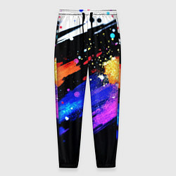 Брюки на резинке мужские Разноцветные блестящие кляксы - текстура, цвет: 3D-принт