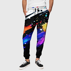 Брюки на резинке мужские Разноцветные блестящие кляксы - текстура, цвет: 3D-принт — фото 2