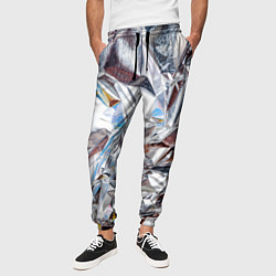 Брюки на резинке мужские Зеркальная металическая фольга текстура, цвет: 3D-принт — фото 2