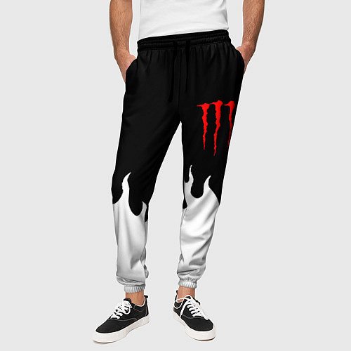 Мужские брюки Monster energy red logo / 3D-принт – фото 3