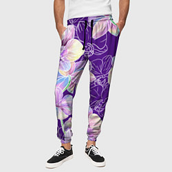 Брюки на резинке мужские Японские акварельные орхидеи, цвет: 3D-принт — фото 2