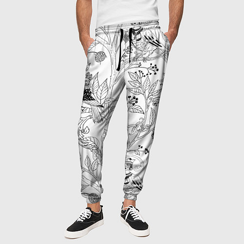 Мужские брюки Птицы Сирин / 3D-принт – фото 3