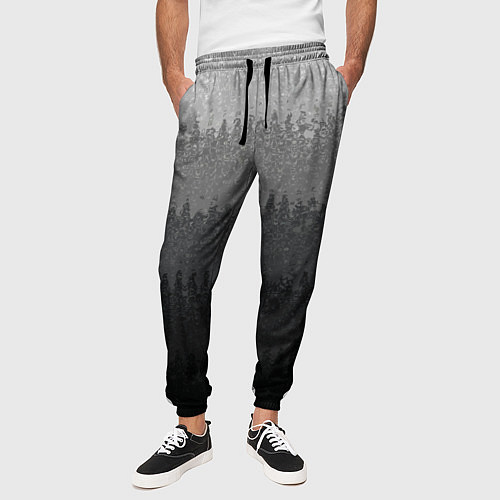 Мужские брюки Градиент полосами тёмно-серый графитовый / 3D-принт – фото 3