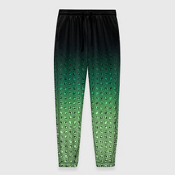 Брюки на резинке мужские Чёрно-зелёный градиент с узором, цвет: 3D-принт