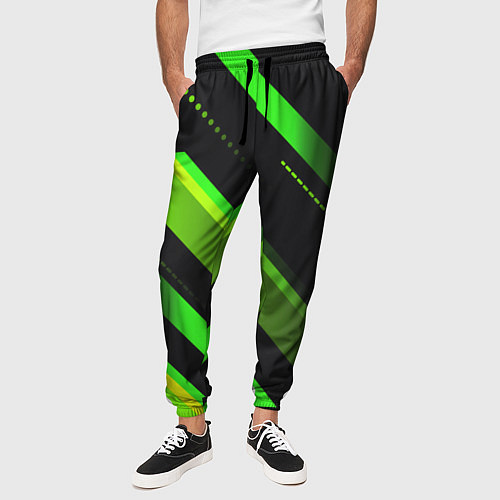 Мужские брюки Color black green / 3D-принт – фото 3