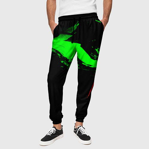 Мужские брюки Color black green red / 3D-принт – фото 3