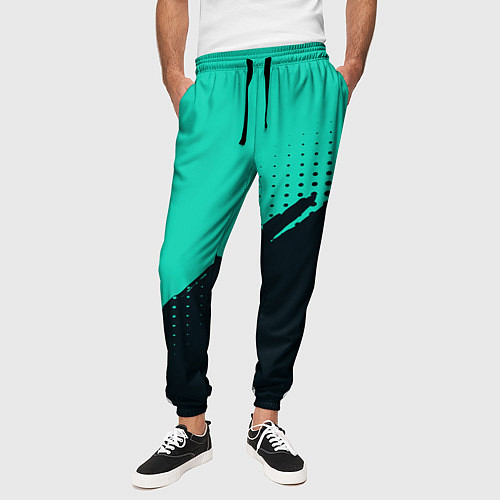 Мужские брюки Color black light blue / 3D-принт – фото 3