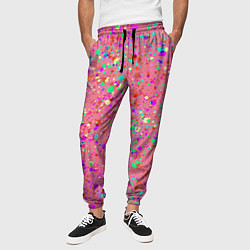 Брюки на резинке мужские Розовый с разноцветными брызгами, цвет: 3D-принт — фото 2