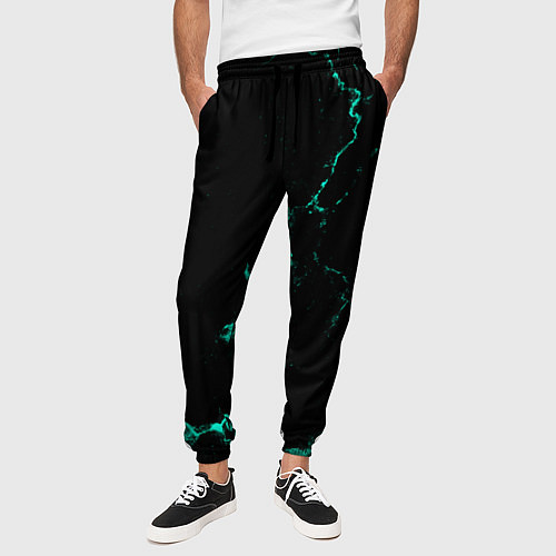 Мужские брюки Color black turquoise / 3D-принт – фото 3