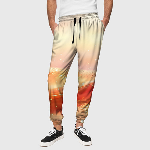 Мужские брюки Оранжевые пески - абстракция / 3D-принт – фото 3