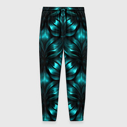 Мужские брюки Зеленые узоры из абстрактных листьев - блестящий п