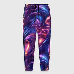 Брюки на резинке мужские Абстрактные волны и завитки - сине-фиолетовый патт, цвет: 3D-принт