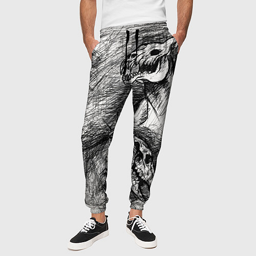 Мужские брюки Черепа лошадей / 3D-принт – фото 3