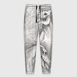 Брюки на резинке мужские Черепа лошадей - эскиз, цвет: 3D-принт
