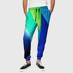 Брюки на резинке мужские Color blue green, цвет: 3D-принт — фото 2