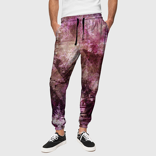 Мужские брюки Абстракция - dark trash atom with violet / 3D-принт – фото 3