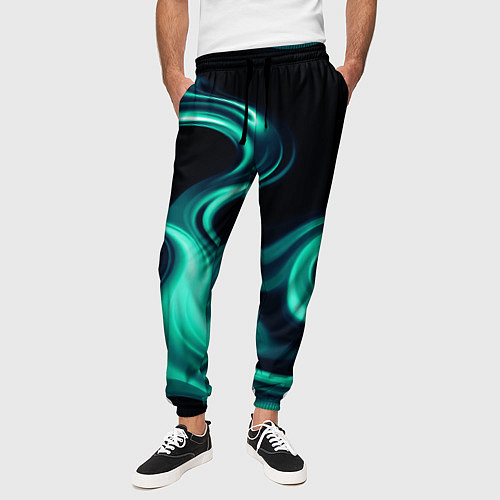Мужские брюки Color turquoise black / 3D-принт – фото 3
