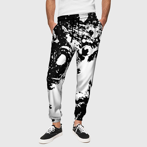 Мужские брюки Белый с чёрной абстракцией / 3D-принт – фото 3